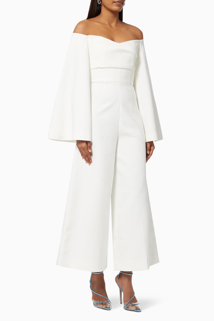 

The Almira Jumpsuit in Crepe, White