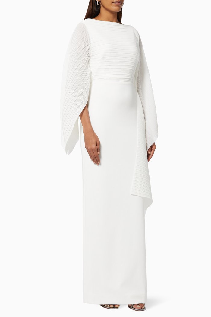 

The Simone Maxi Dress in Plissé Crepe, White
