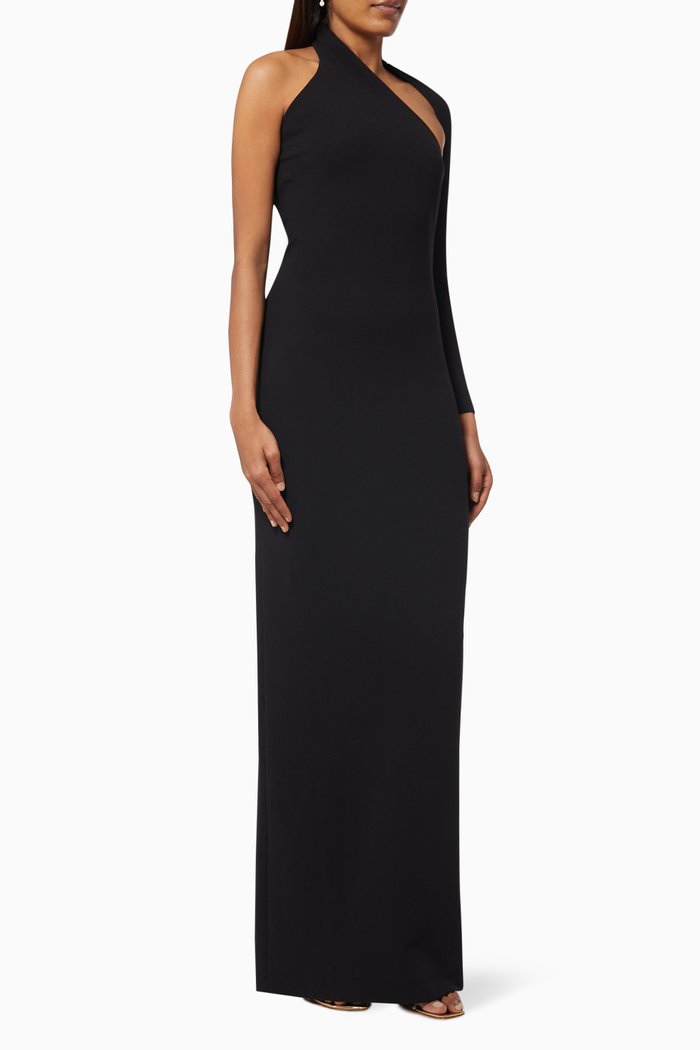 

The Saren Maxi Dress in Stretch Crepe, Black