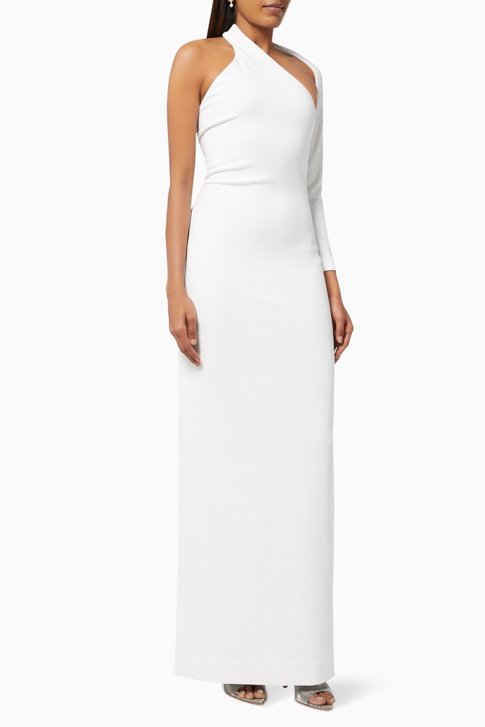 

The Saren Maxi Dress in Stretch Crepe, White