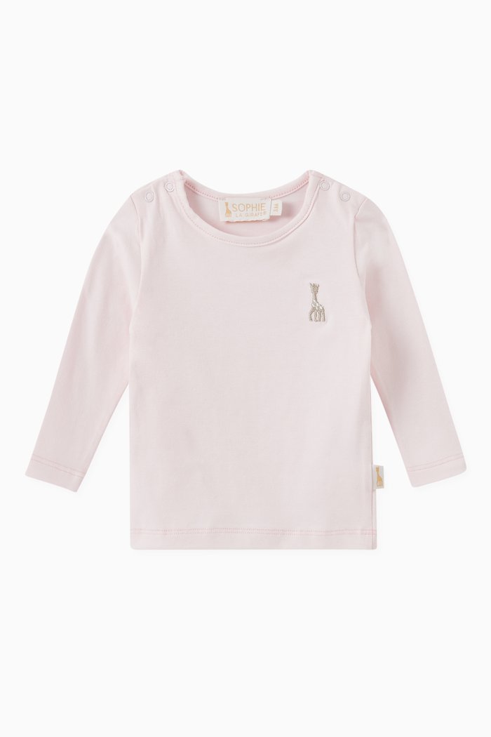 

Embroidered Giraffe T-shirt in Cotton, Pink