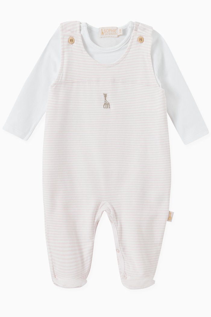 

Stripe T-shirt & Romper Set in Cotton, Pink