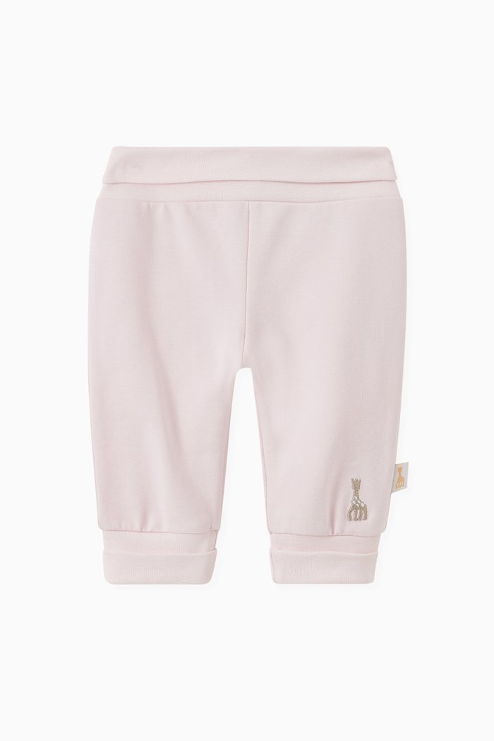 

Embroidered Giraffe Sweatpants in Cotton, Pink