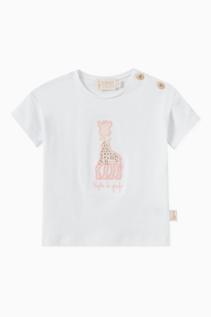 

Embroidered Giraffe T-shirt in Cotton, White