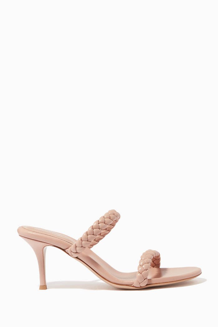

Marley Braided Mule Heels in Nappa Leather, Neutral