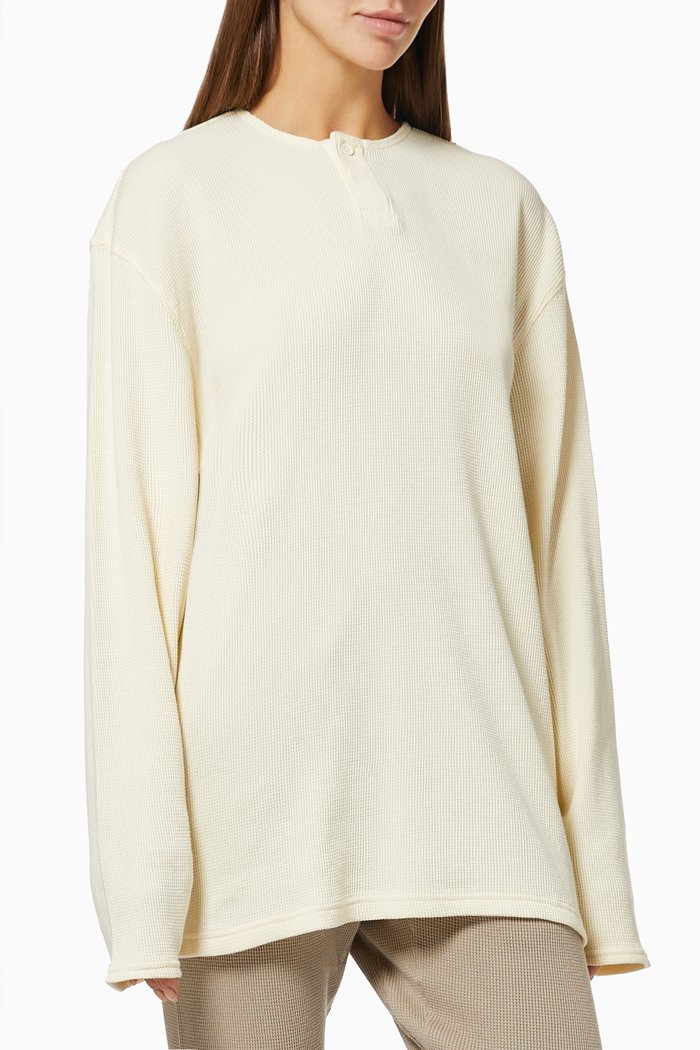 

Thermal Henley T-shirt in Cotton, Neutral