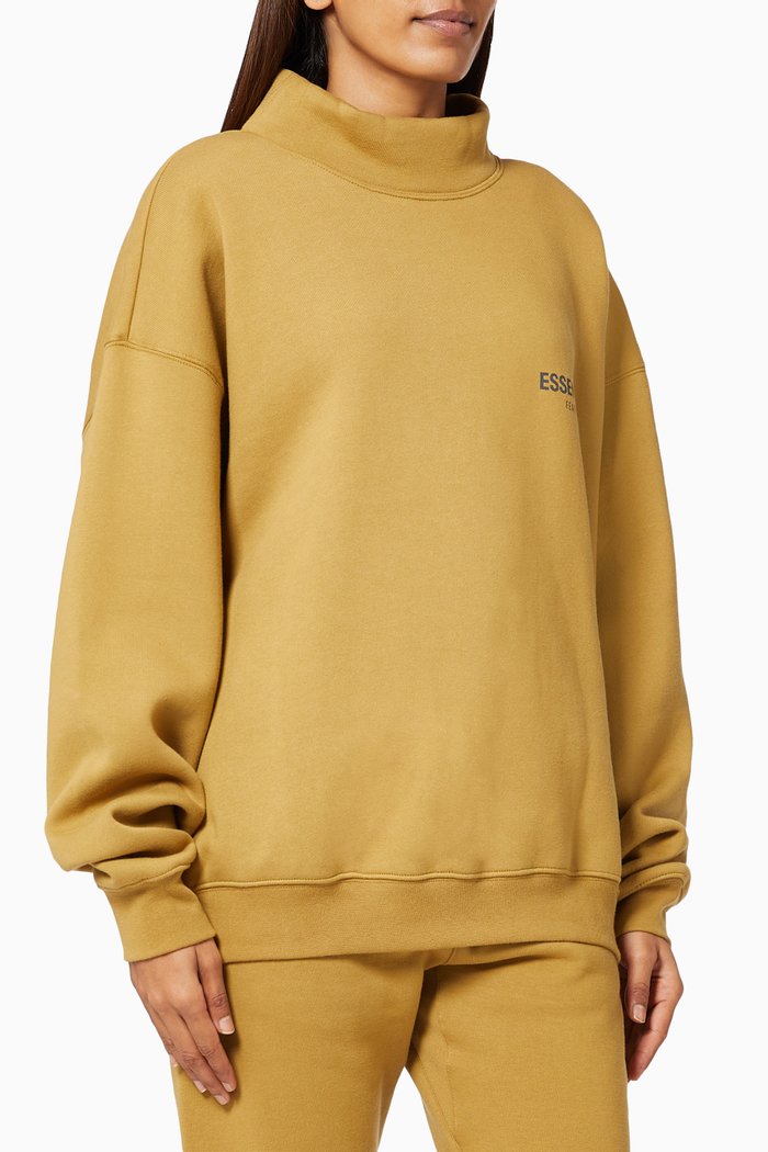 

Mockneck Pullover in Cotton, Brown