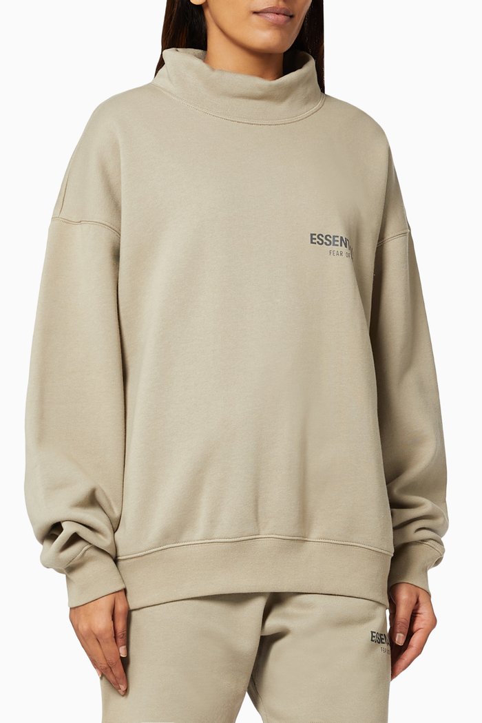 

Mockneck Pullover in Cotton, Green