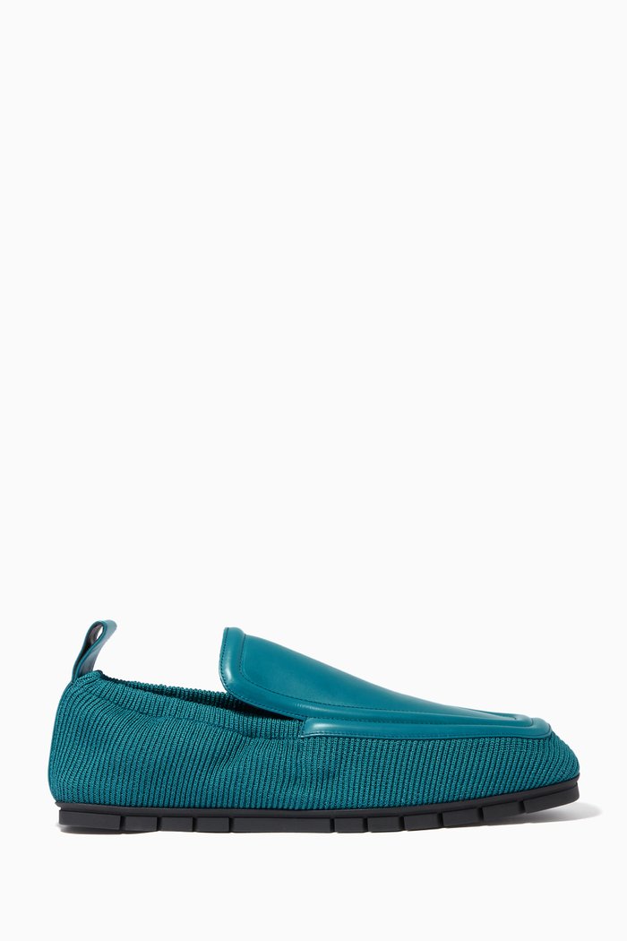 

Plank Loafers in Leather & Tech Knit, Blue