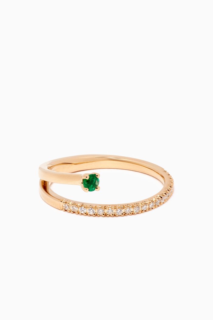

Diamond Spiral Ring in 14kt Yellow Gold, Green
