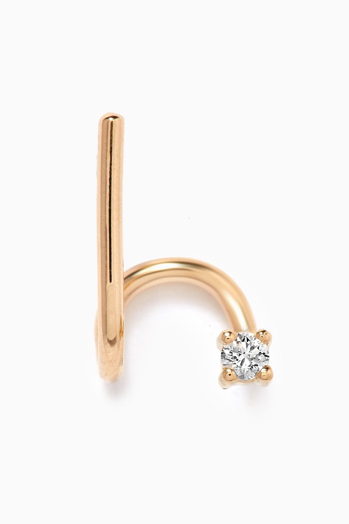 Diamond Spiral Single Earring in 14kt Yellow Gold