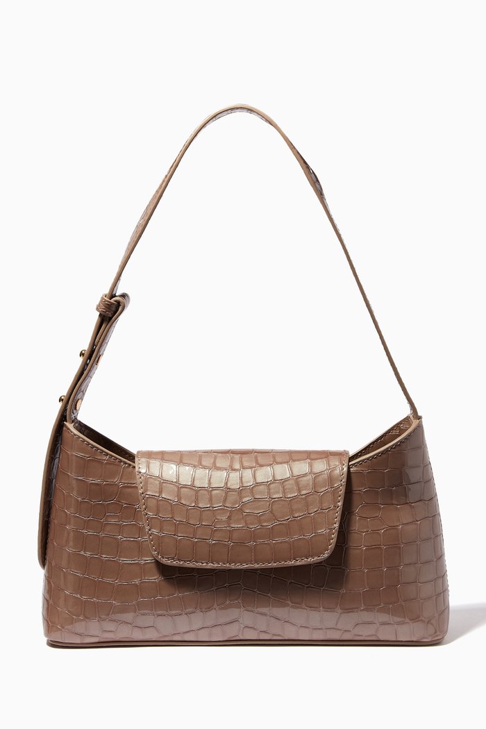 

Envelope Bag in Croco Embossed Pearl Leather, Neutral