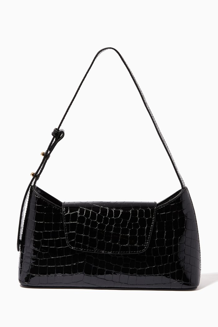 

Envelope Bag in Croco Embossed Pearl Leather, Black