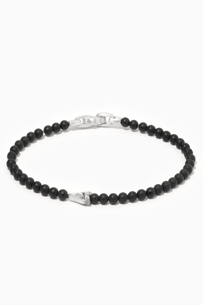 

Spiritual Beads Shark Tooth Black Onyx Bracelet in Sterling Silver