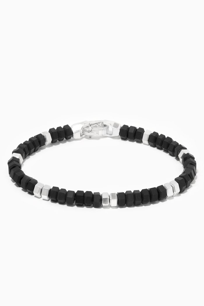 

Spiritual Beads Black Onyx Hex Bracelet in Sterling Silver