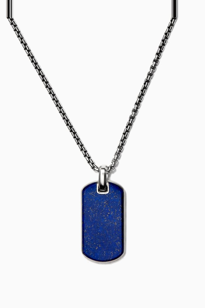 

Streamline® Lapis Tag on Chain in Sterling Silver, 35mm, Blue