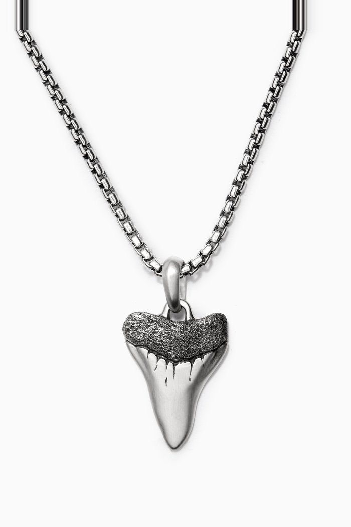 

Shark Tooth Amulet on Chain in Sterling Silver