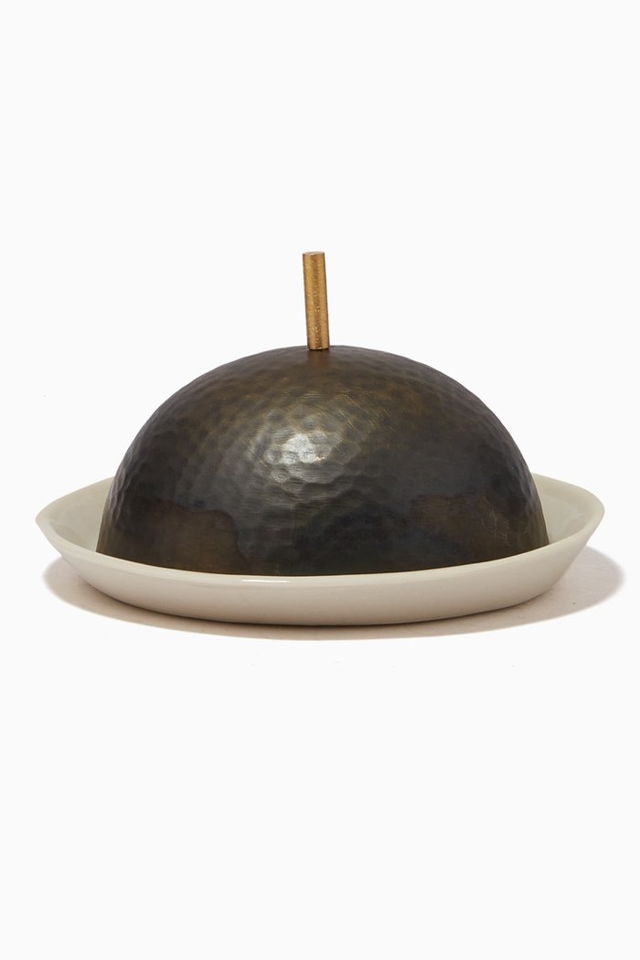 

Dome Serving Plate with Handle, Black