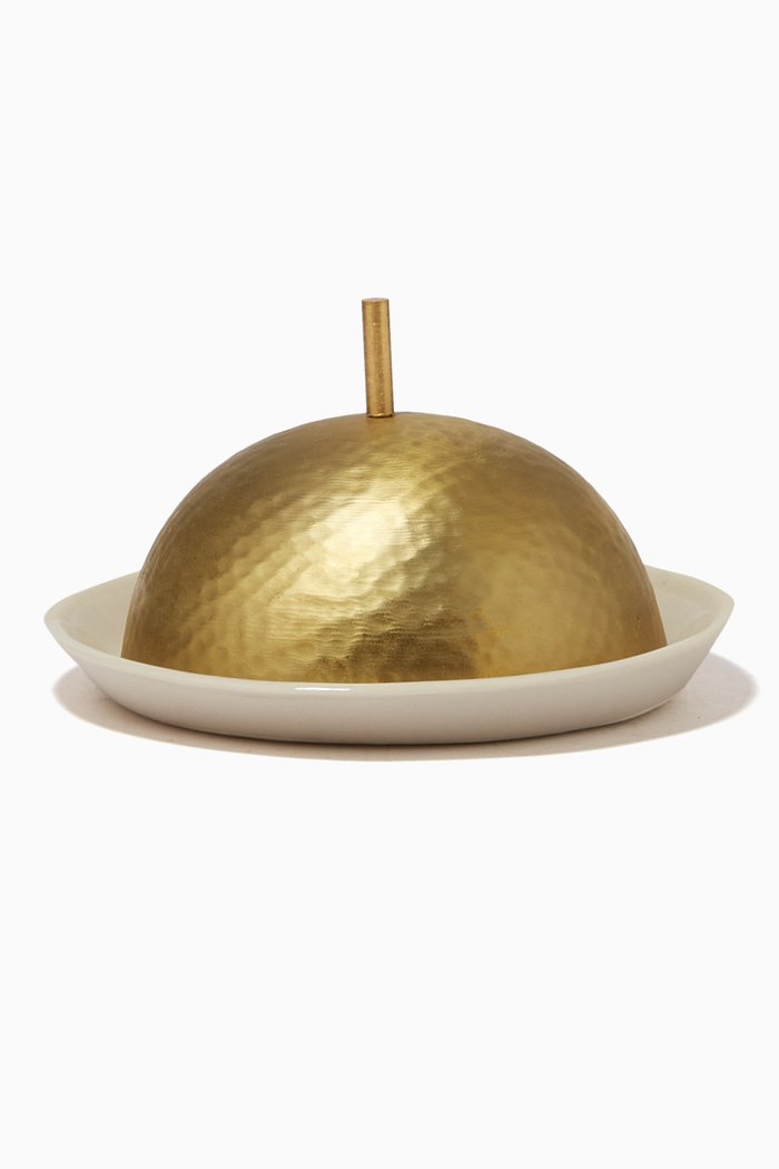 

Dome Serving Plate with Handle, Gold