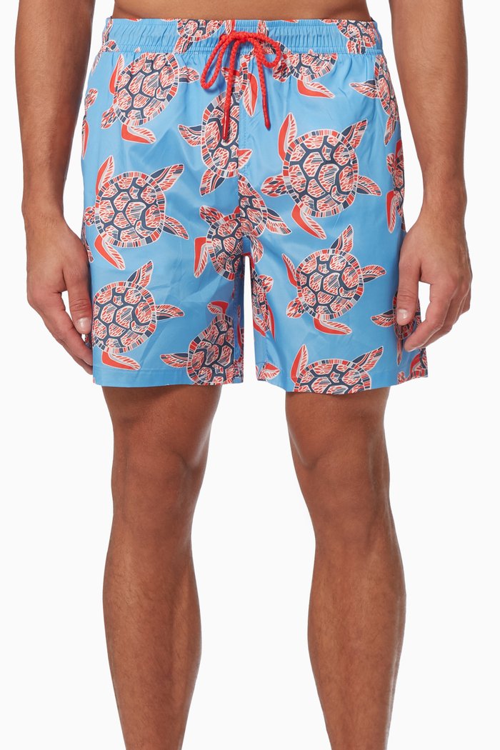 

Rio Swim Shorts with Turtle Print, Blue