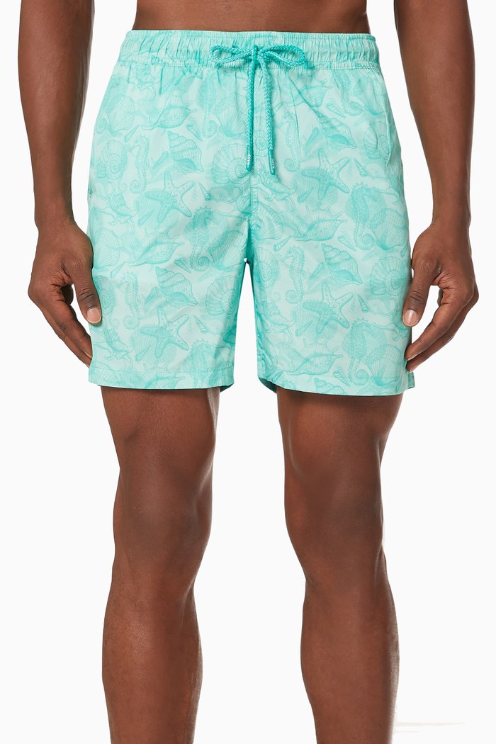 

Rio Swim Shorts with Starfish Print, Green