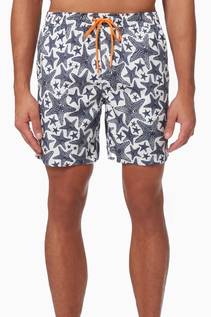 

Rio Swim Shorts with Starfish Print, Blue