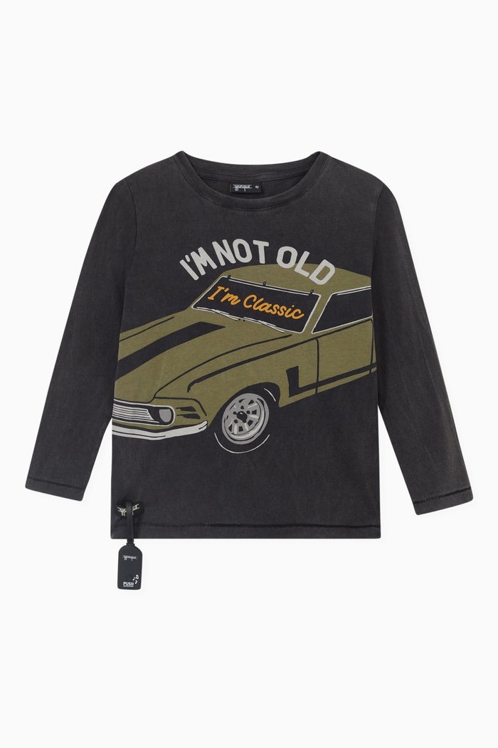 

Classic Car T-shirt with Sound Device, in Cotton, Black
