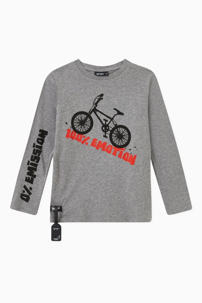 

Bike Bell Sound T-shirt with Sound Device, in Cotton, Grey