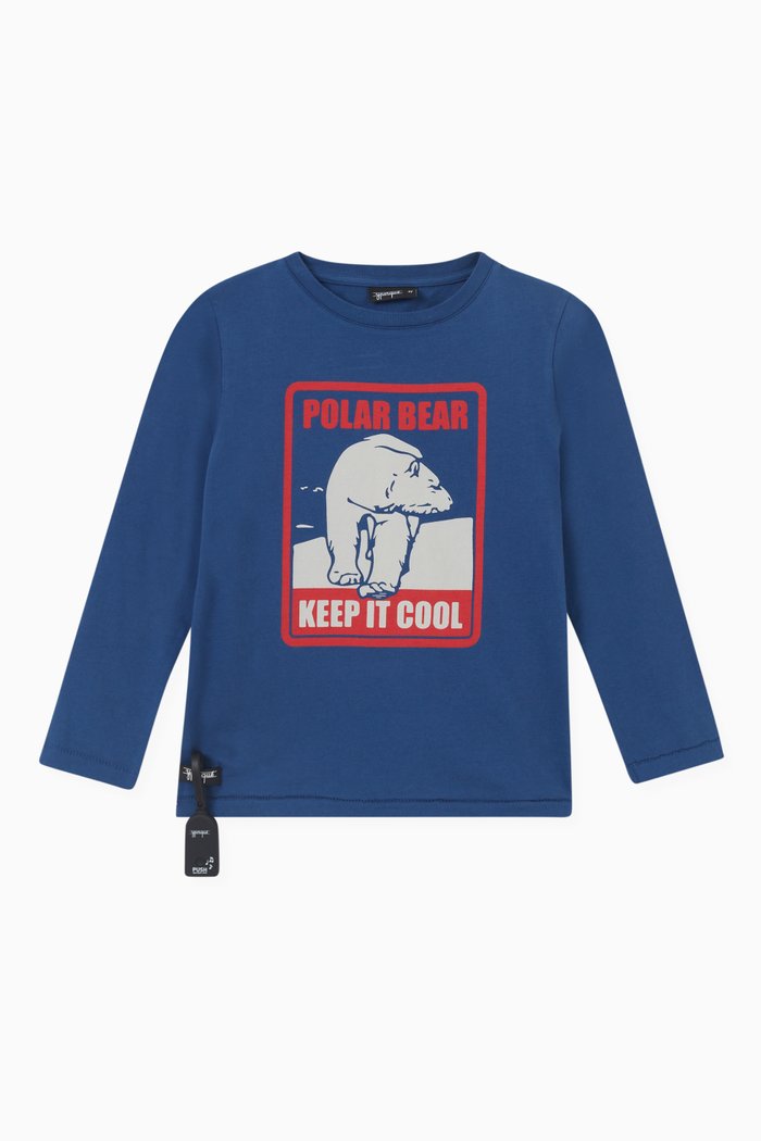 

Polar Bear T-shirt with Sound Device, in Cotton, Blue