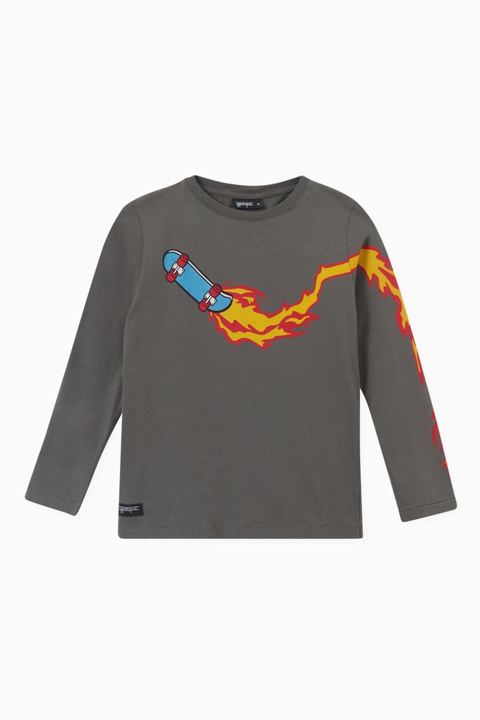 

Skate Sleeve T-shirt in Cotton, Grey
