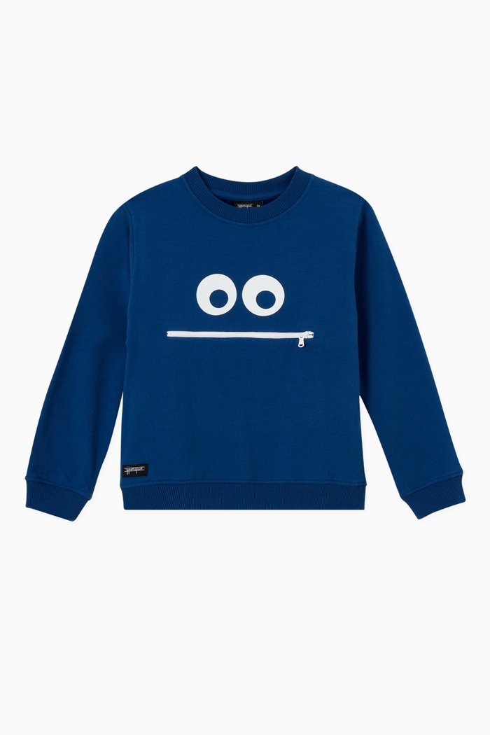 

Zipper Face Sweatshirt in Cotton, Blue