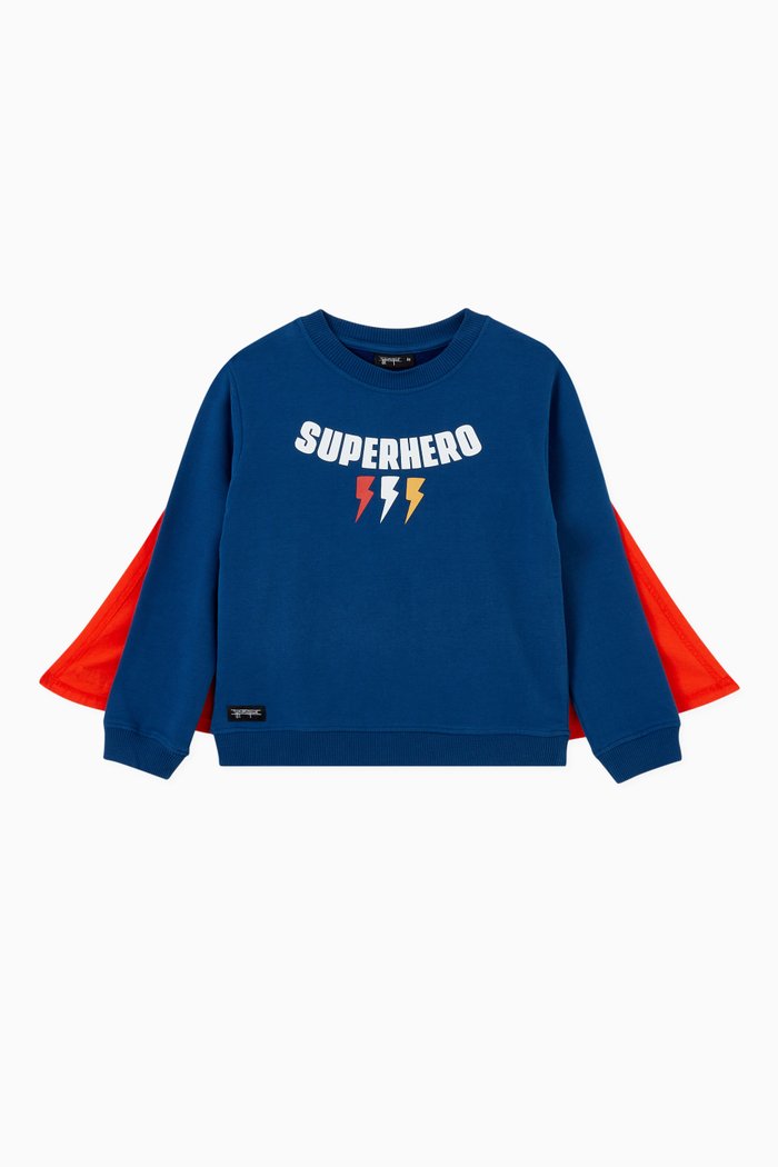 

Superhero Sweatshirt in Cotton with Cape, Multicolour