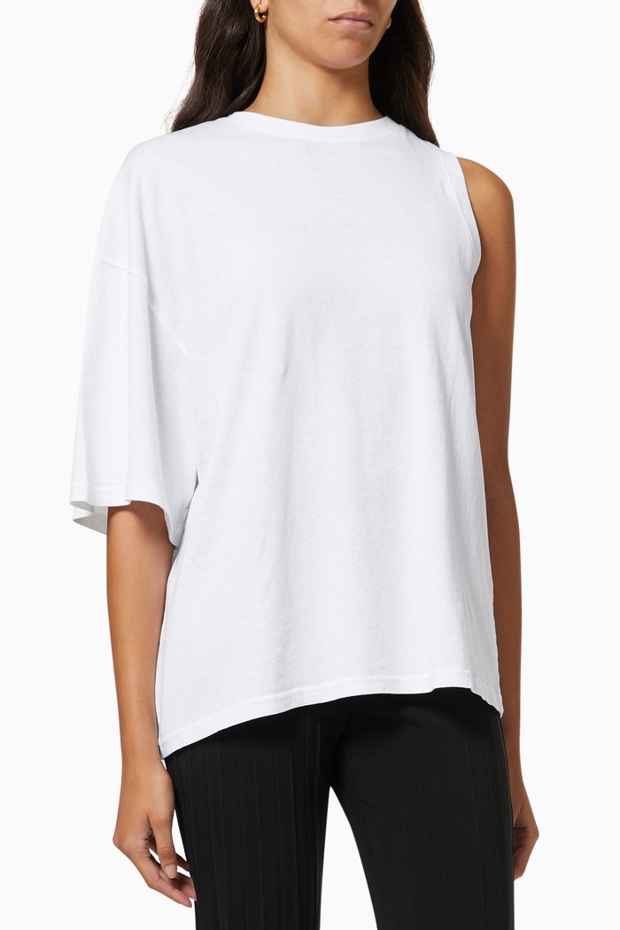 One Sleeve T-shirt in Organic Cotton, White