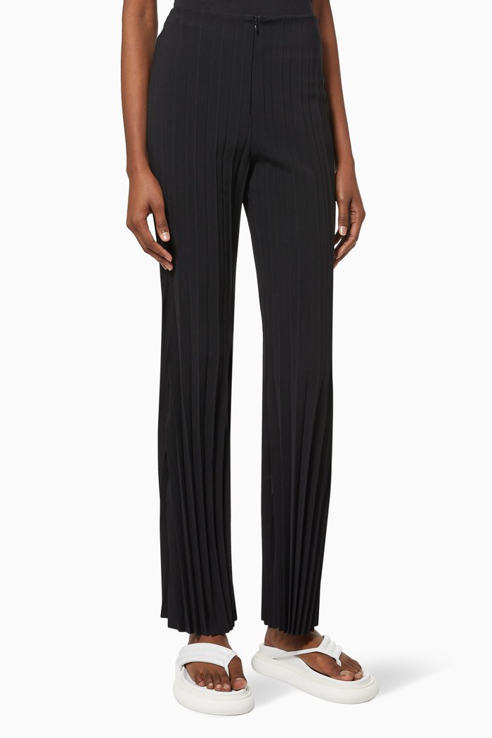 

Wide Leg Pleated Trousers, Black