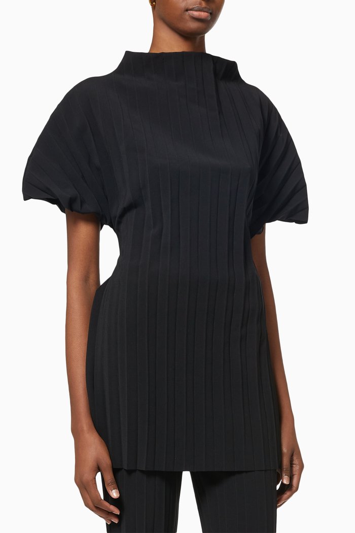 

Pleated Apron Top, Black