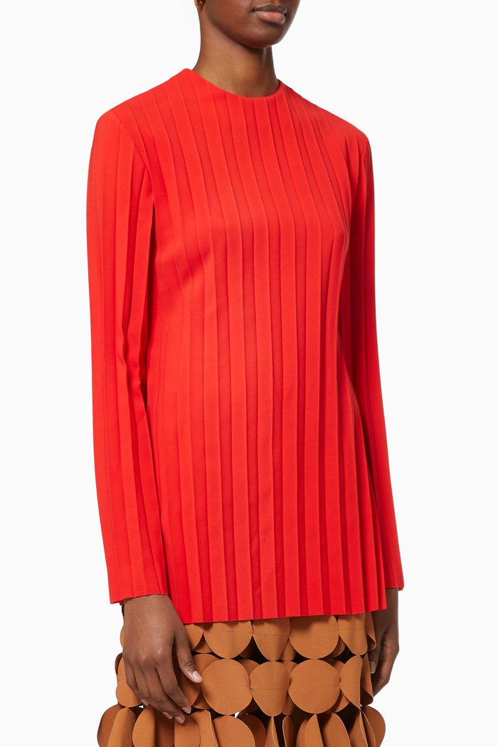 

Side Slit Pleated Top, Red