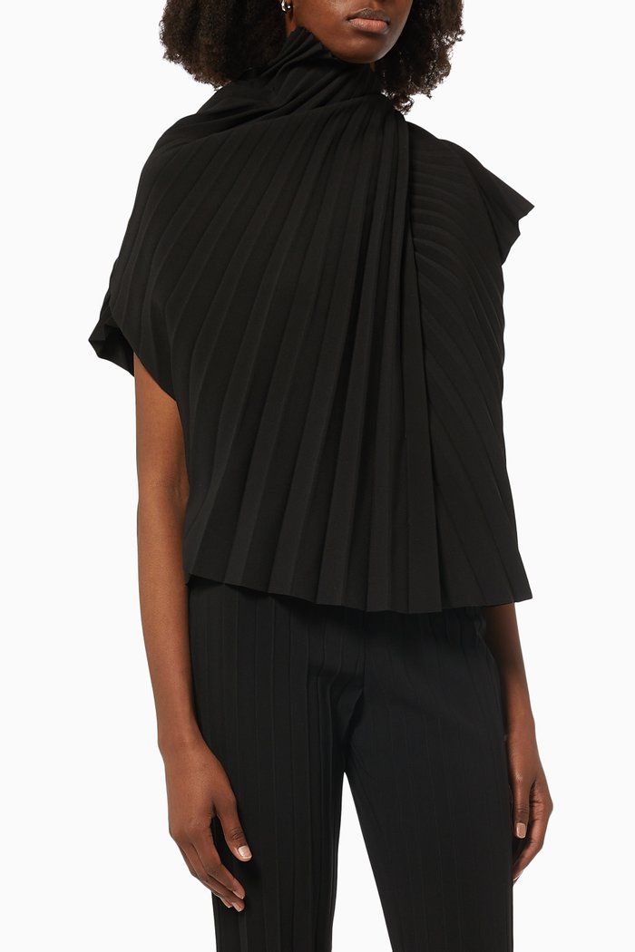 

Pleated Asymmetric Top, Black