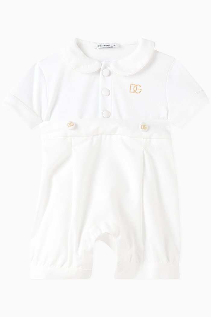 

Romper with DG Embroidery in Interlock & Piqué, White