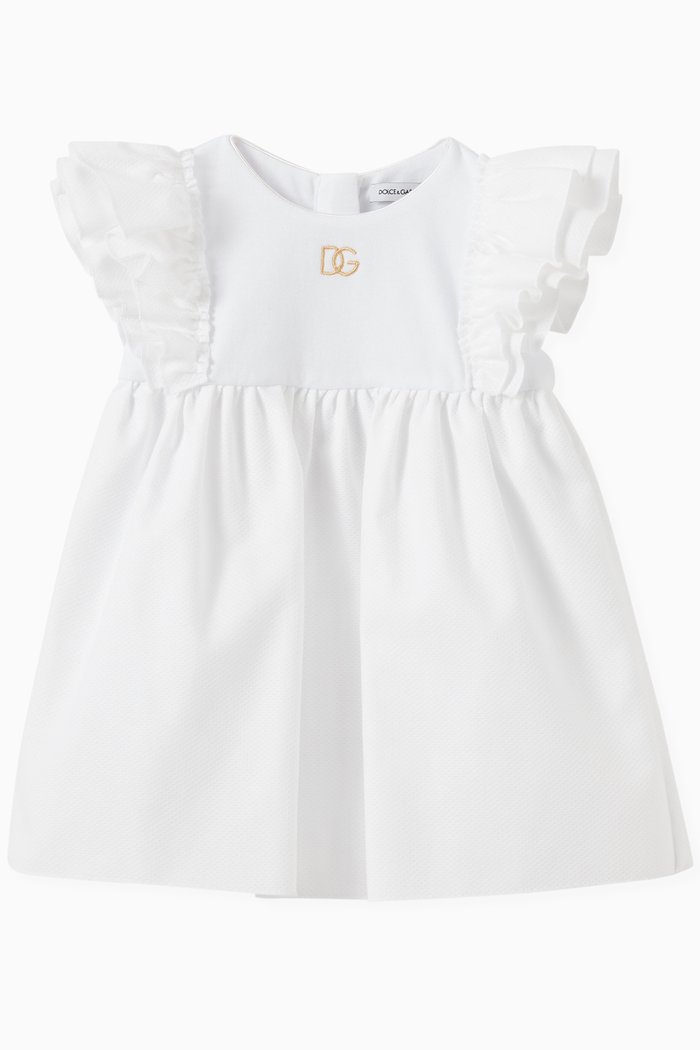 Body Dress with DG Embroidery in Interlock & Piqué, White