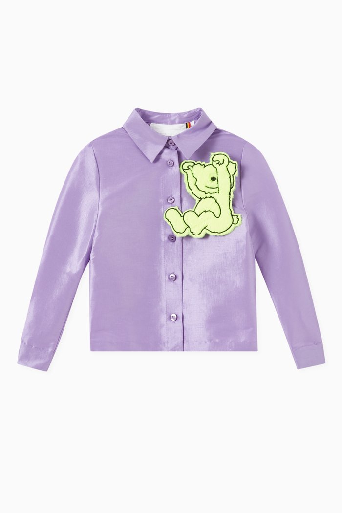 

Shirt with Sitting Teddy Patch in Tafta, Purple
