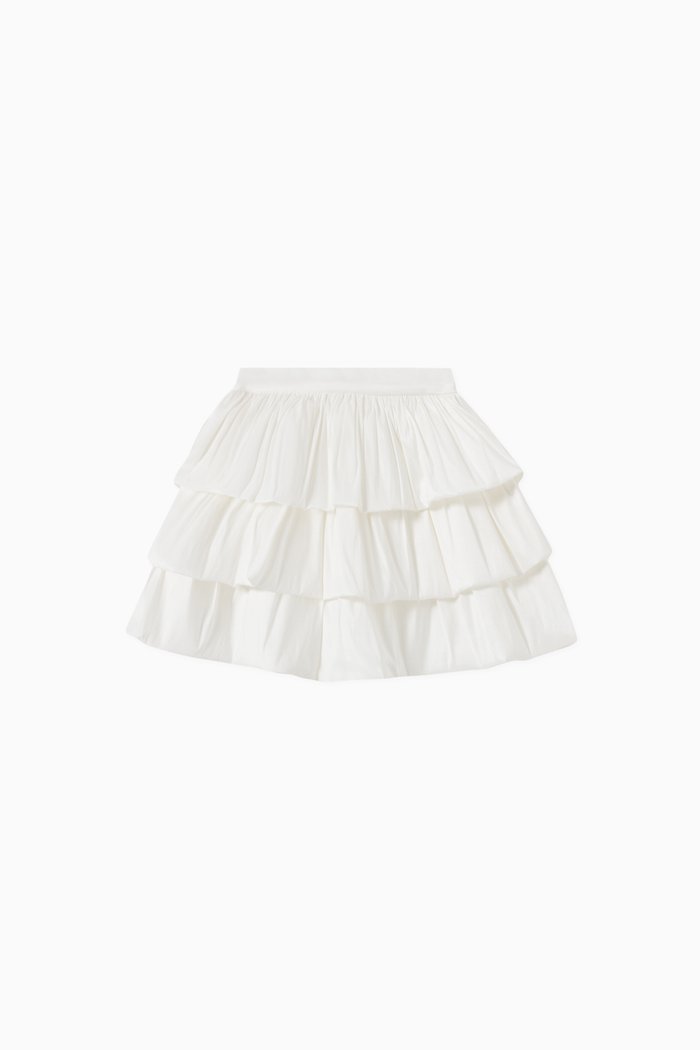 Tiered Skirt in Tafta, White