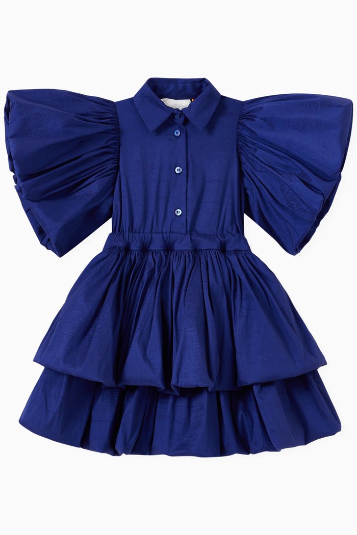 

Ruffle Sleeve Tiered Dress, Blue