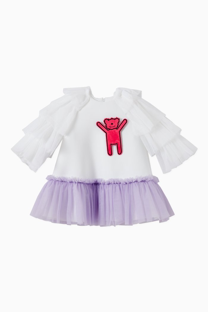 

Frill Dress with Standing Teddy Patch in Tulle, Multicolour