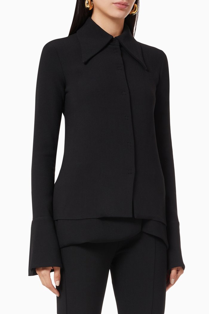 

Fitted Shirt in Viscose, Black