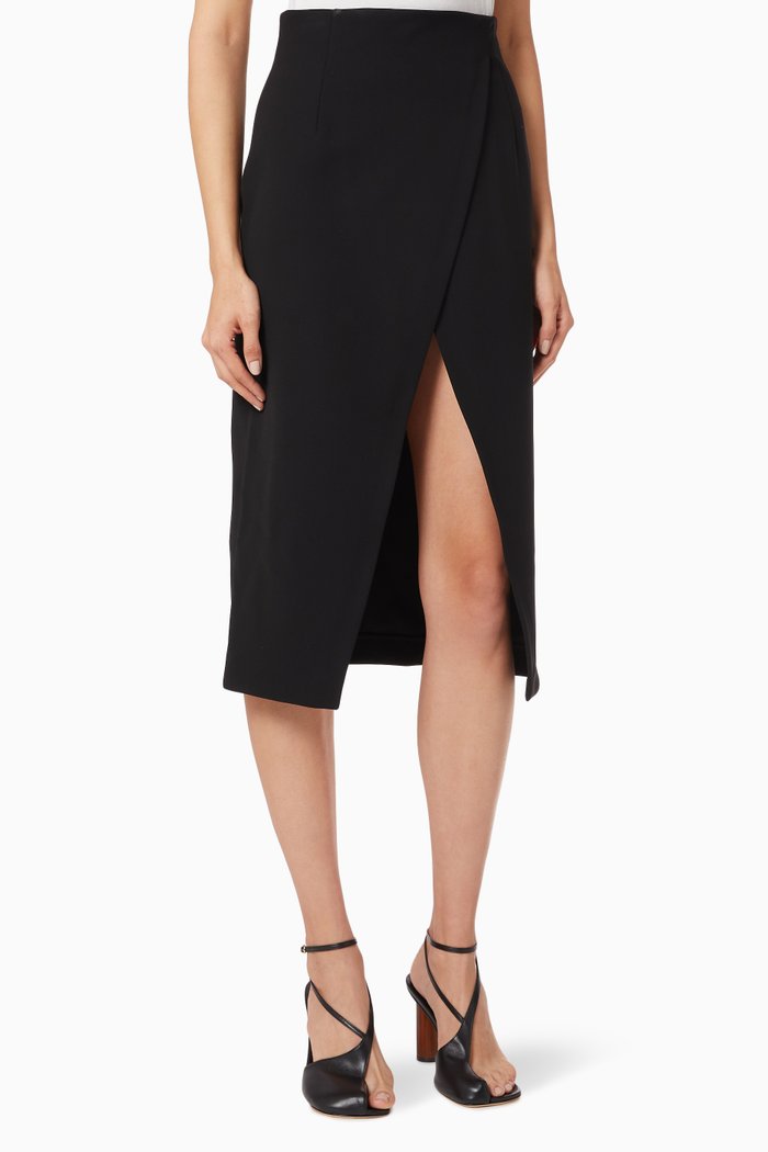 

Wrap Midi Skirt, Black