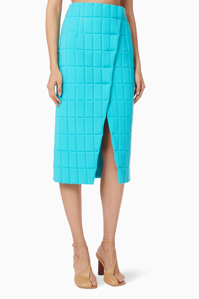

Quilted Wrap Skirt, Blue