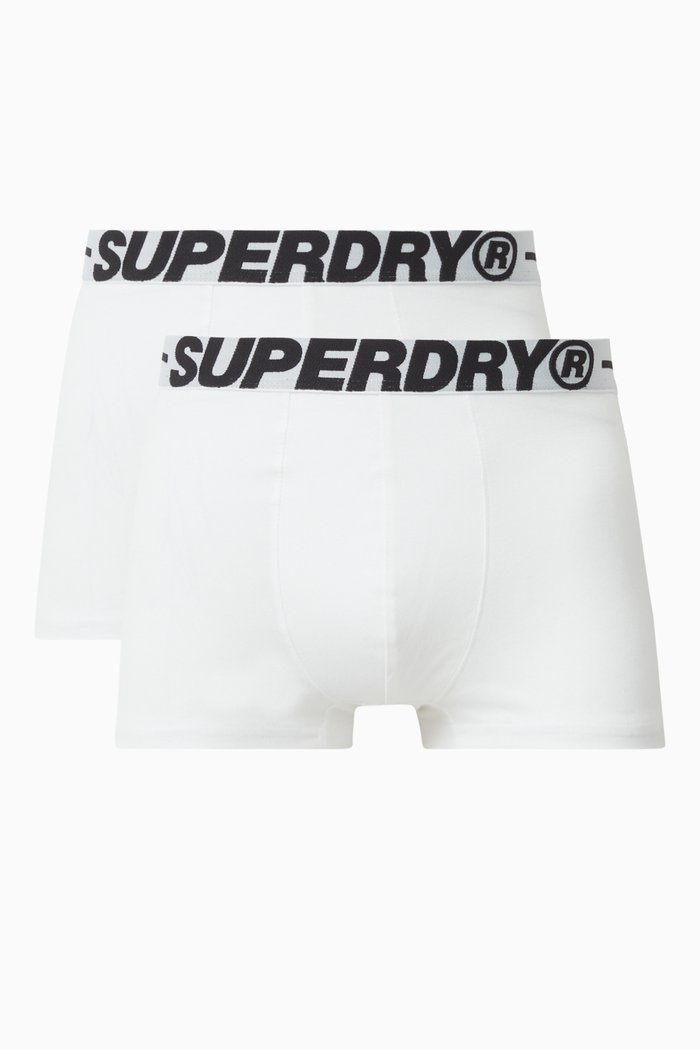 

Logo Trunks in Stretch Organic Cotton, Set of 2, White