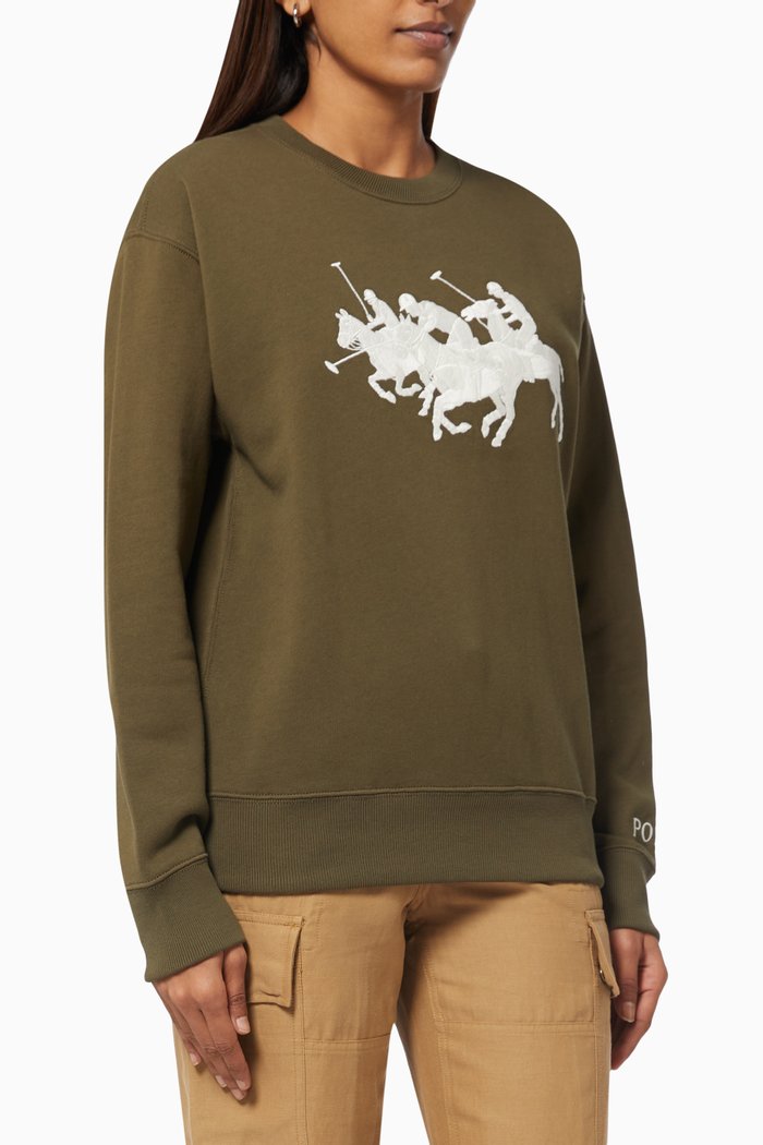 

Polo Match Sweatshirt in Cotton Blend Fleece, Green