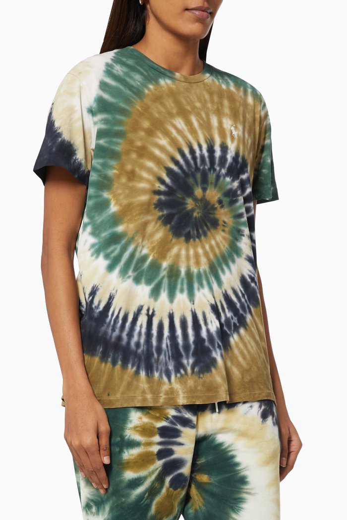 

Spiral Tie Dye T-shirt in Cotton Jersey, Green