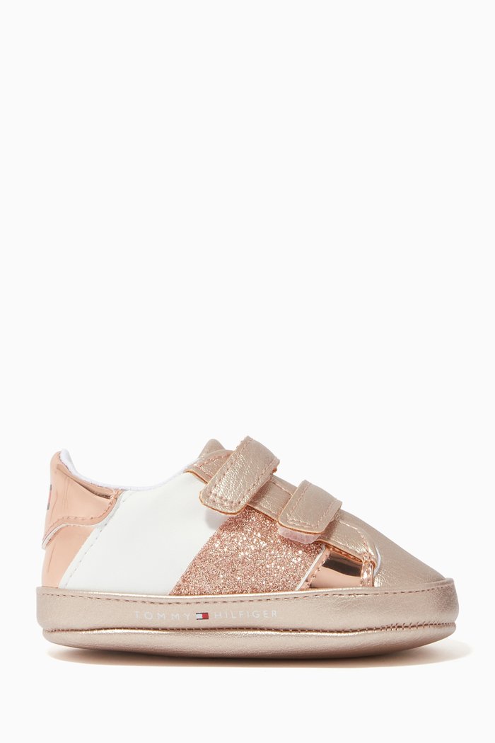 

Velcro Sneakers in Faux Leather, Gold